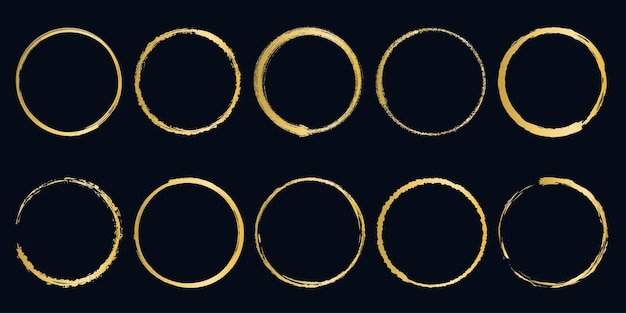 Set van gouden grunge cirkelvormige frames