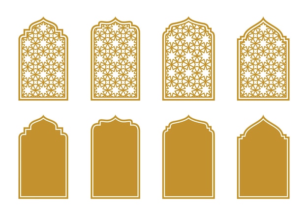 Set van gouden islamitische of Arabische windows arc collectie vectorillustratie