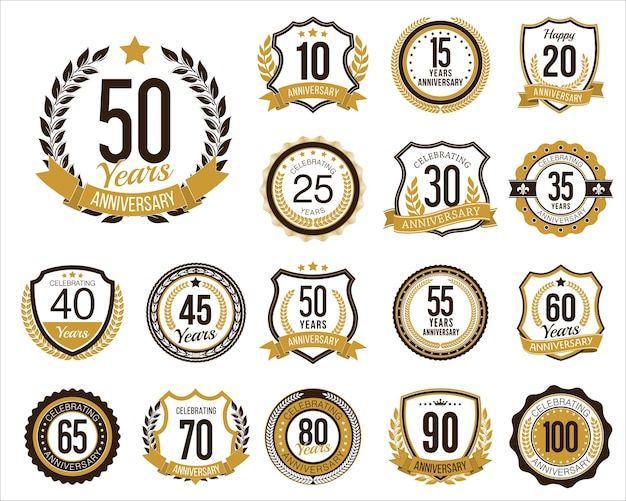 Vector set van gouden jubileum badges