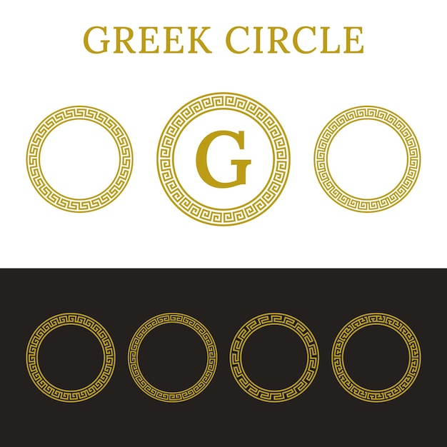 Set van gouden oude Griekse cirkel naadloze patroon