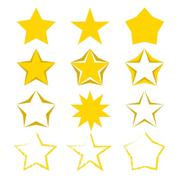 Set van gouden sterren iconen Gele sterren icoon set Ontwerp element Gouden sterren set Winnaar prijs teken