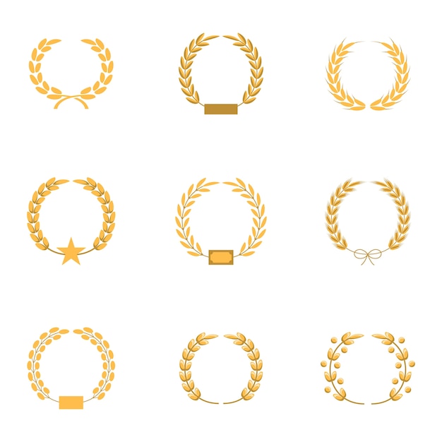 Set van gouden tarwe cirkel Logo sjabloon Vector