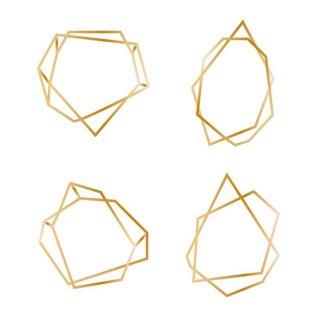 Vector set van gouden veelhoekige frames