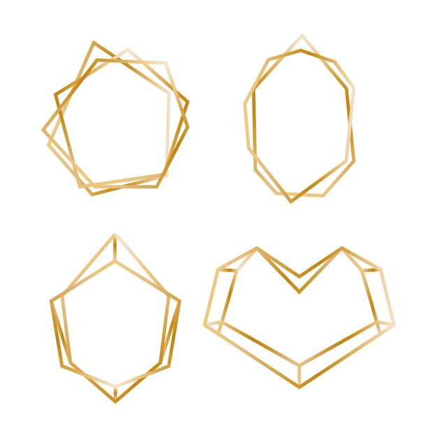 Vector set van gouden veelhoekige frames