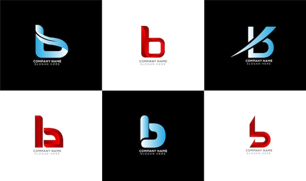 Set van gradiënt letter b logo-ontwerp