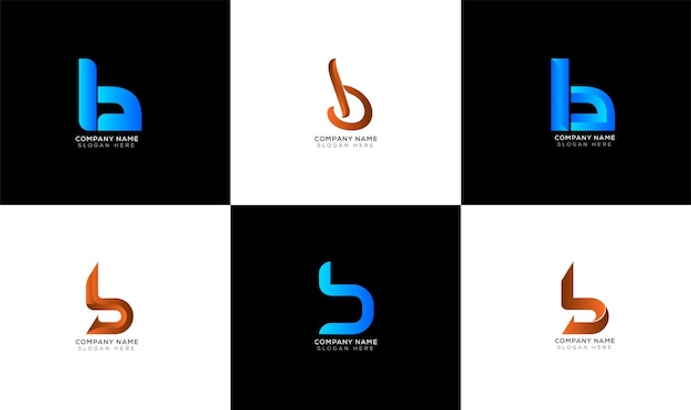 Set van gradiënt letter b logo-ontwerp