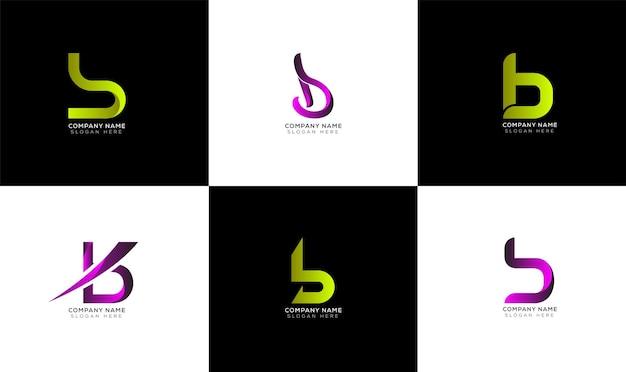Set van gradiënt letter b logo-ontwerp