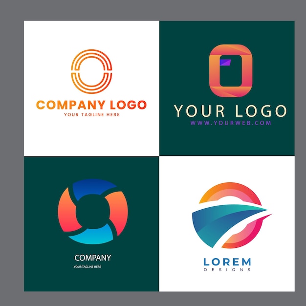 Set van gradiënt o logo collectie met zwart en wit