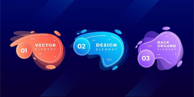 Set van gradiënt vloeiende vorm grafisch element ontwerp voor banner achtergrond tekst titel vector