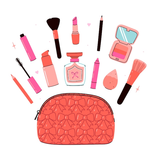 Set van grafische elementen van make-up items Vectorgrafiek