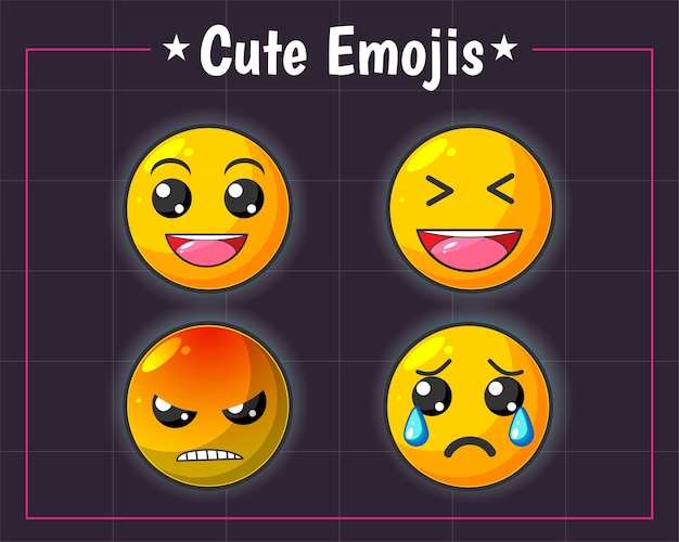 Vector set van grappige en leuke emoji