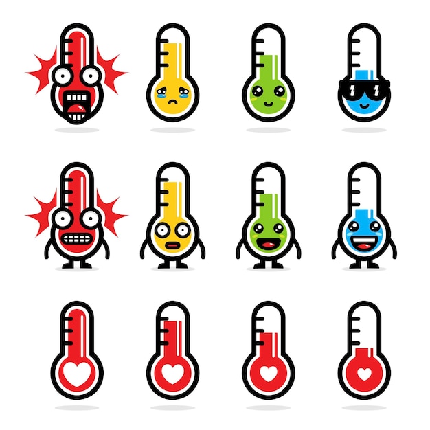 set van grappige vector thermometer ontwerpen