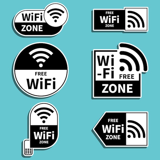 Set van gratis WiFi-zonelabels vectorontwerp