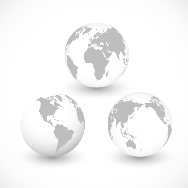 Set van grijze wereldbollen illustratie.