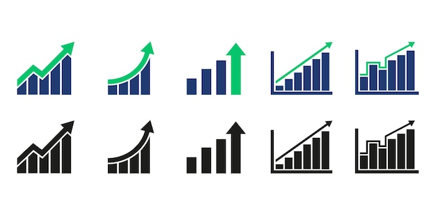 Set van groei grafiek vector iconen Pijl-omhoog symbool of logo EPS 10