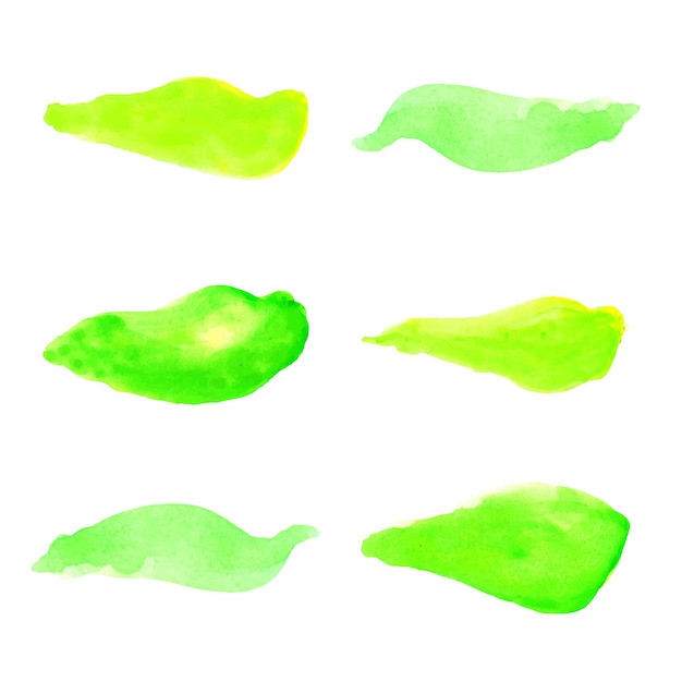 Set van groene aquarel bladeren Hand penseelstreek