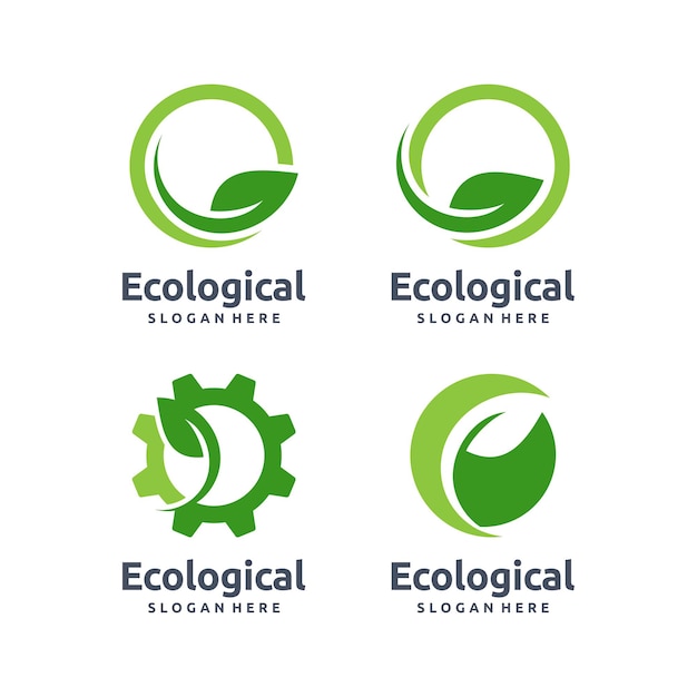 Set van groene blad ecologie logo vector