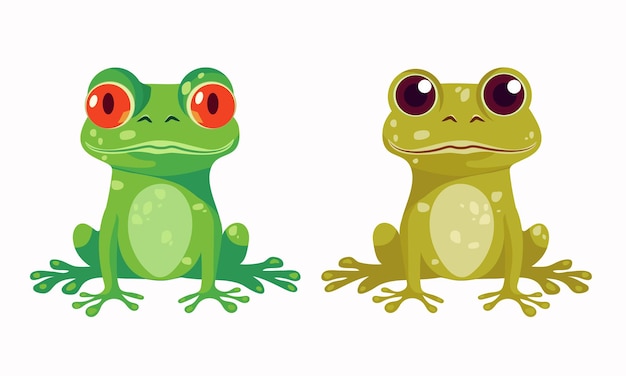 Set van groene kikkers Cartoon stijl Vector illustratie Grappige cartoon kikker