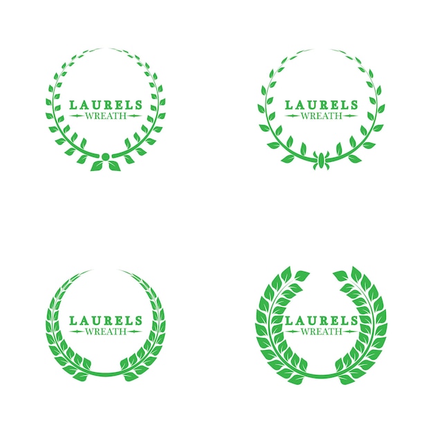 Set van groene silhouet laurierbladeren kransen beeltenis van een award prestatie heraldiek adel Vector illustratie