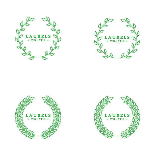 Set van groene silhouet laurierbladeren kransen beeltenis van een award prestatie heraldiek adel Vector illustratie