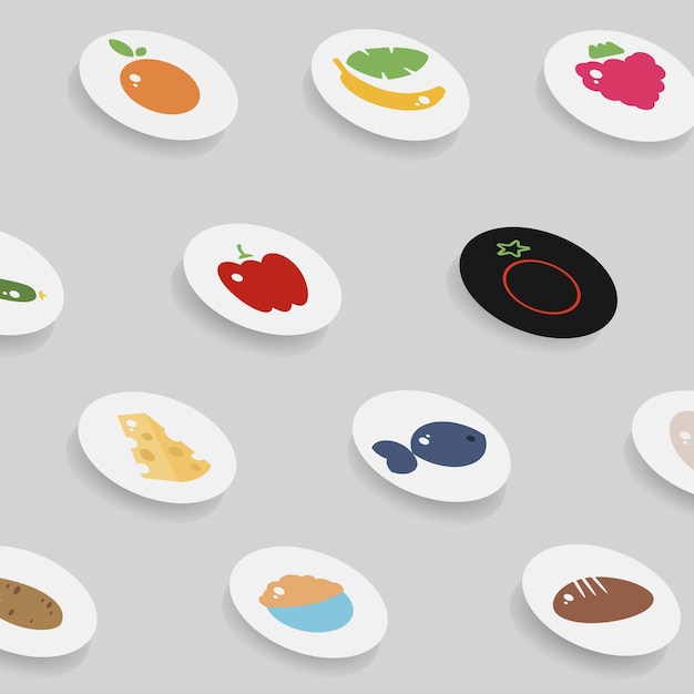 Set van groenten en fruit iconen voor app gezonde voeding Vector illustratie