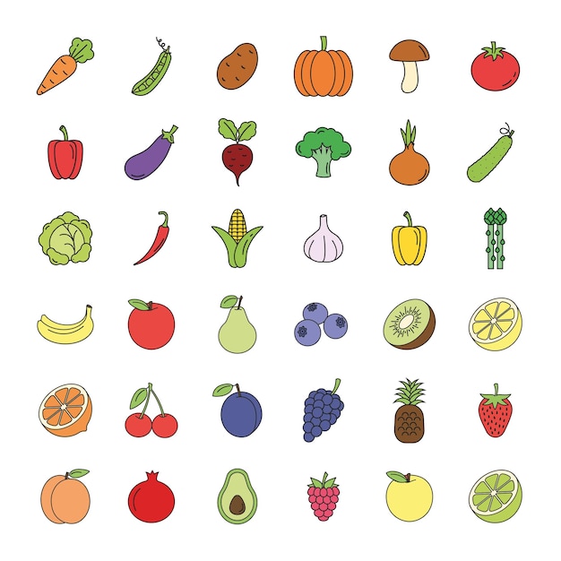 Vector set van groenten en fruit