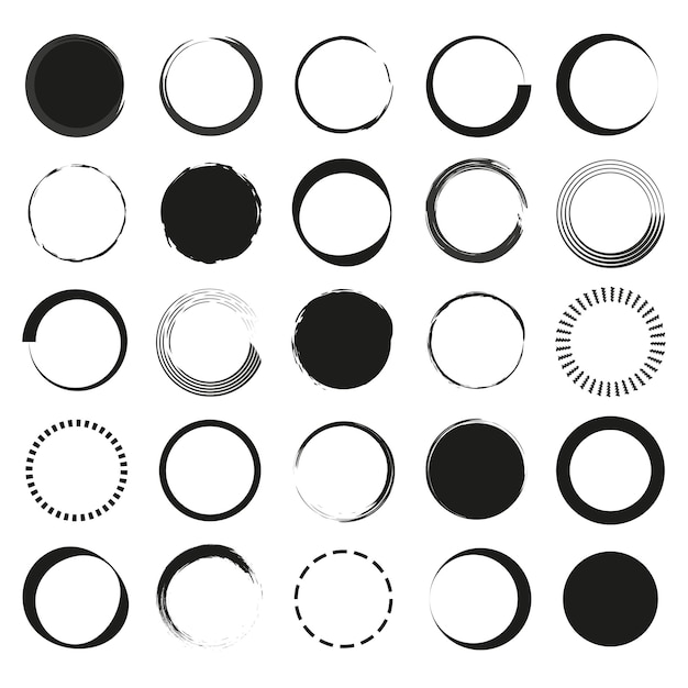 Set van grunge cirkels Grunge ronde vormen Vector illustratie EPS 10 Stock beeld