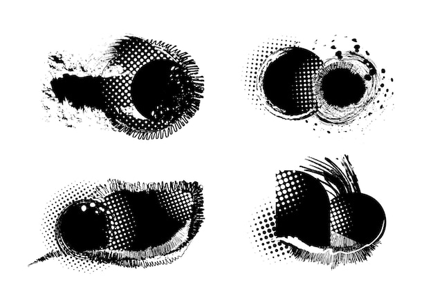 Vector set van grunge-elementen verfvlekken penseelstreken inkt frame voor tekst vectorillustratie