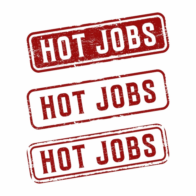 Set van grunge rubberstempel met tekst hot jobs vectorillustratie