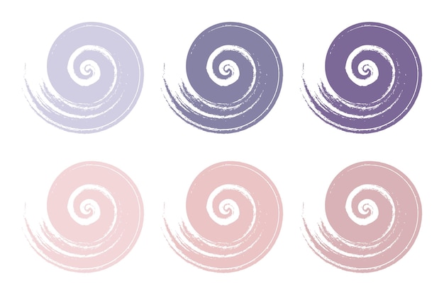 Set van grunge spiraal penseelstreken, pastel kleur acryl slagen. decor, vector