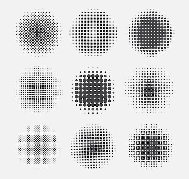 Set van halftone ronde vormen