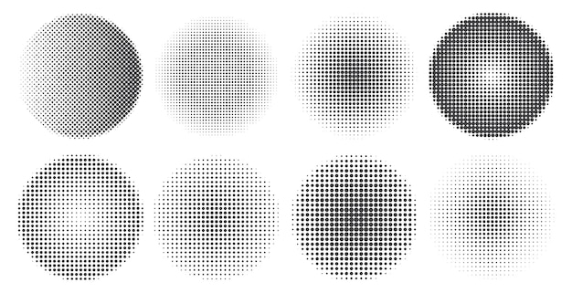 Set van halftone ronde vormen.