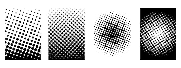 Set van halftoon zwart-wit Patroontextuur Monochroom polka dot Vectorillustratie