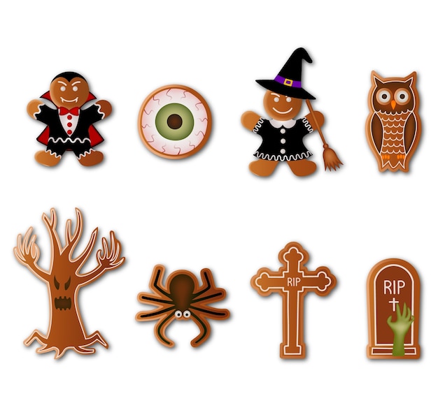 Vector set van halloween cookies