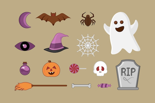 set van halloween element illustratie