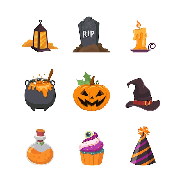 Vector set van halloween-feest icoon