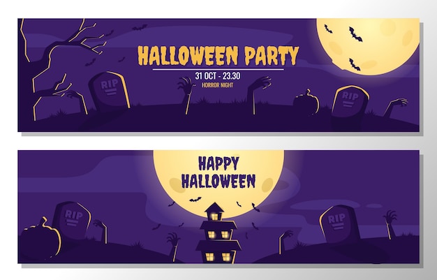 set van halloween-feestbannersjabloon