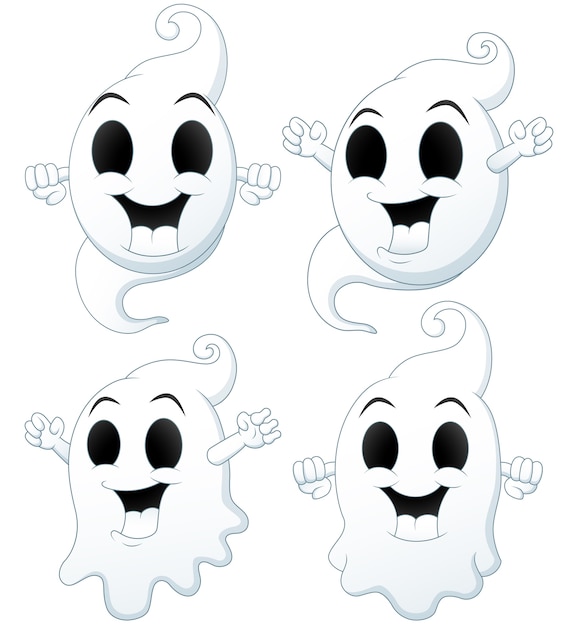 Set van halloween ghost cartoon