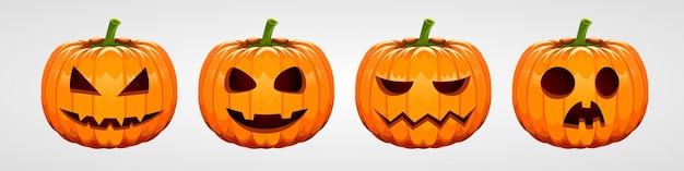 Set van halloween pompoenen grappige gezichten herfstvakanties