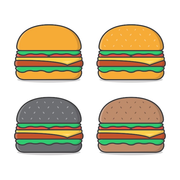 Vector set van hamburger geïsoleerd op wit