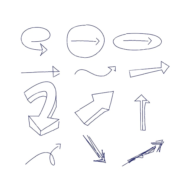 Set van hand getrokken pijl doodles vector