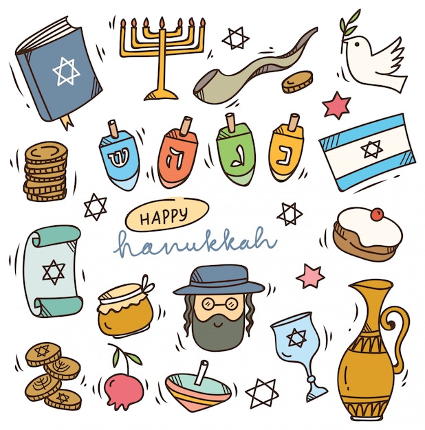 Set van hanukkah doodle