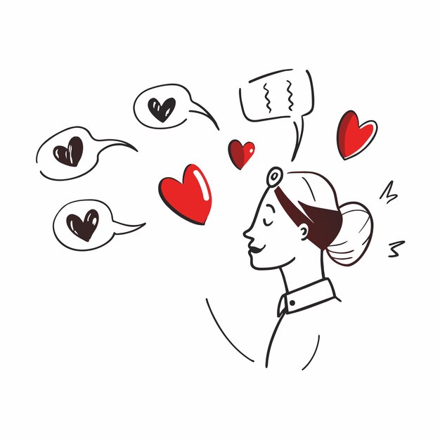 Set van hart koppel rode met de hand getekende sticker icoon concept geïsoleerde illustratie