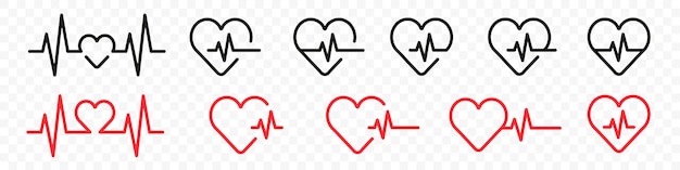 Vector set van hartslag pulse iconen cardiogram beat iconen