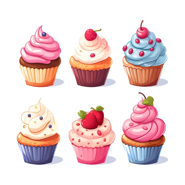 Set van heerlijke cupcakes vectorillustratie