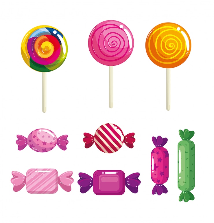 Vector set van heerlijke zoete snoepjes