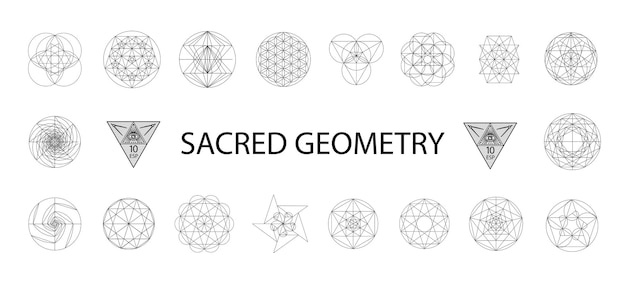 Set van heilige geometrie vectorillustratie geïsoleerd op wit heilige geometrie zwarte lijnen op een white