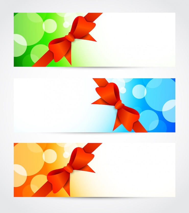 Vector set van heldere banners met strik