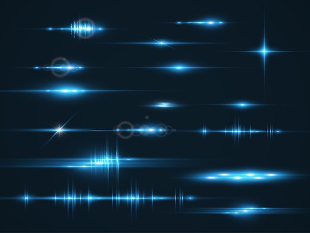 Vector set van heldere lichtstralen helder licht op de achtergrond