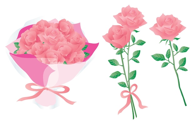 Set van het boeket roze roos